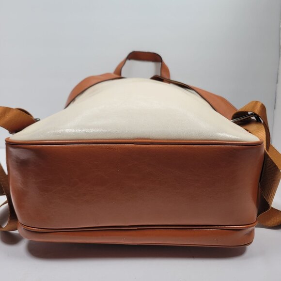 Bostanten Women's Cream And Brown Leather Laptop Backpack - Picture 3 of 12